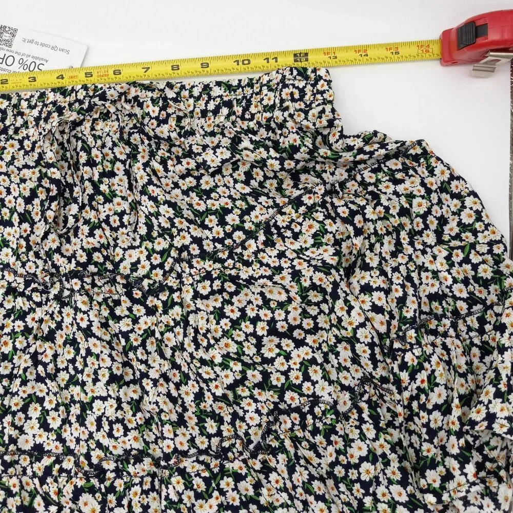 Women's High Waist Ruffle Skirt Flower Daisey Print Size‎ M Alelly